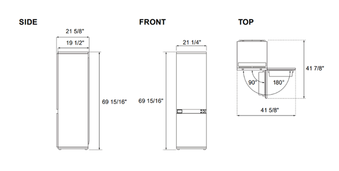 24 inch bottom mount integrated panel ready sliding door with automatic ice maker | Bertazzoni
